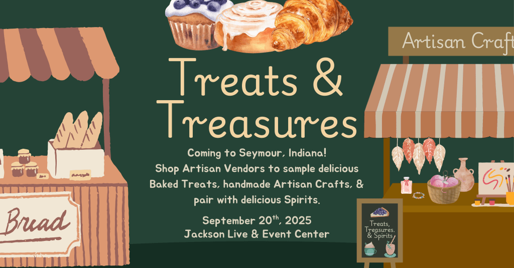 Shows a graphic with artisan baked goods, treats, and crafts.